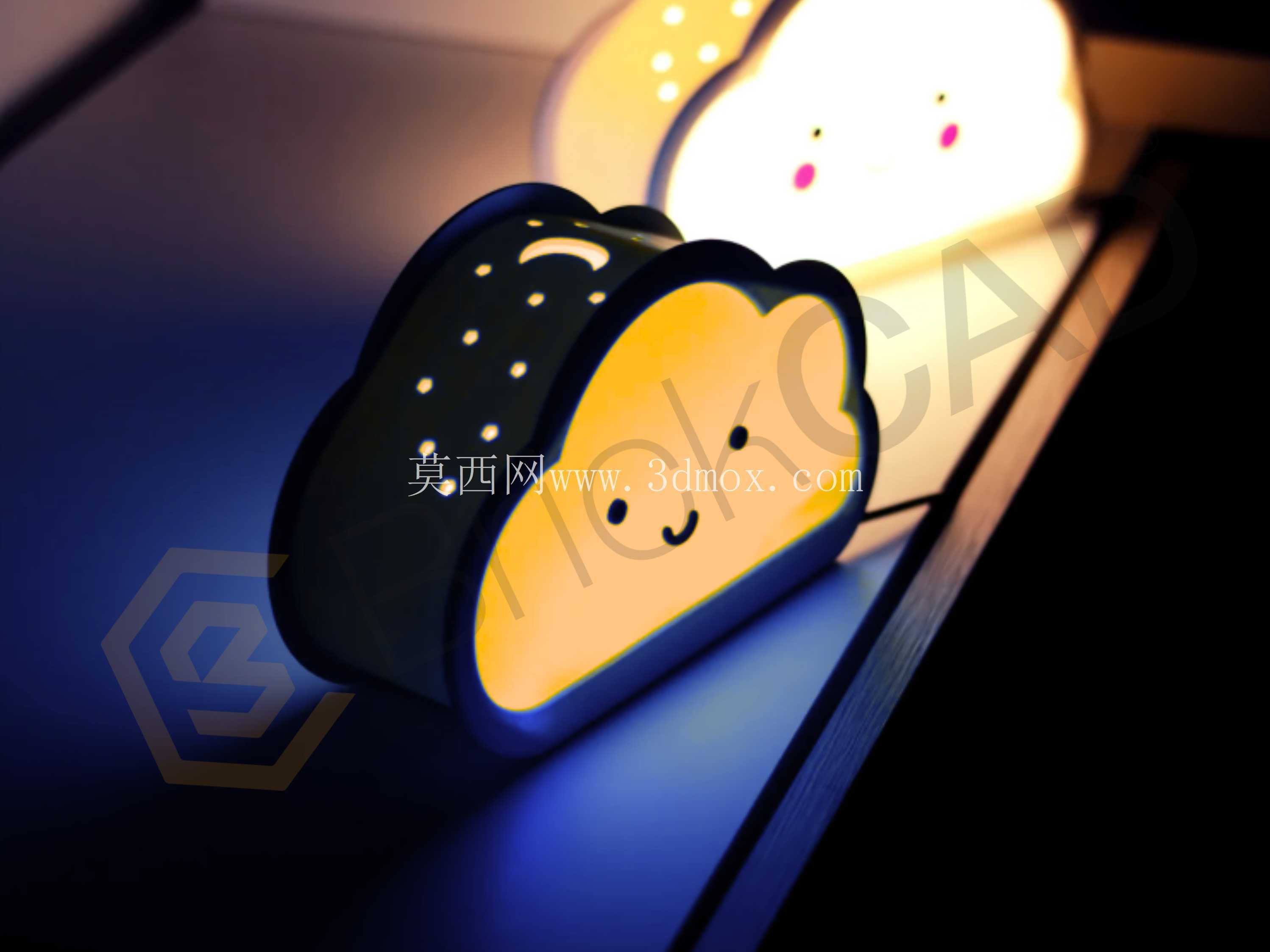 Happy Cloud Lamps – 投射阴影效果| 可打印的装饰 CAD 模型 | 为 SLA、SLS、FDM 做好准备