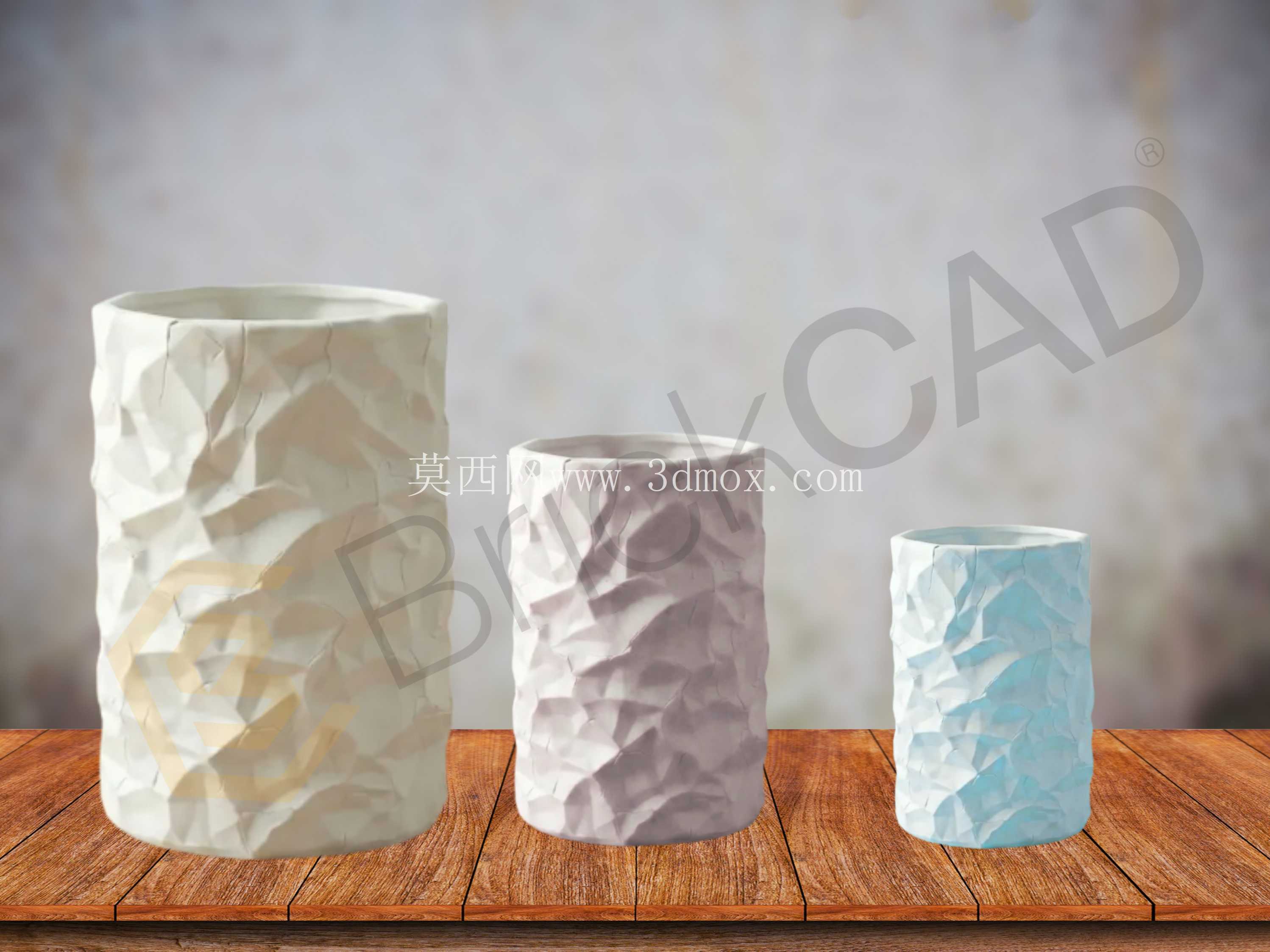 皱巴巴的笔筒| 有机桌面收纳件 CAD 模型 | 为 SLA、SLS、FDM 做好准备