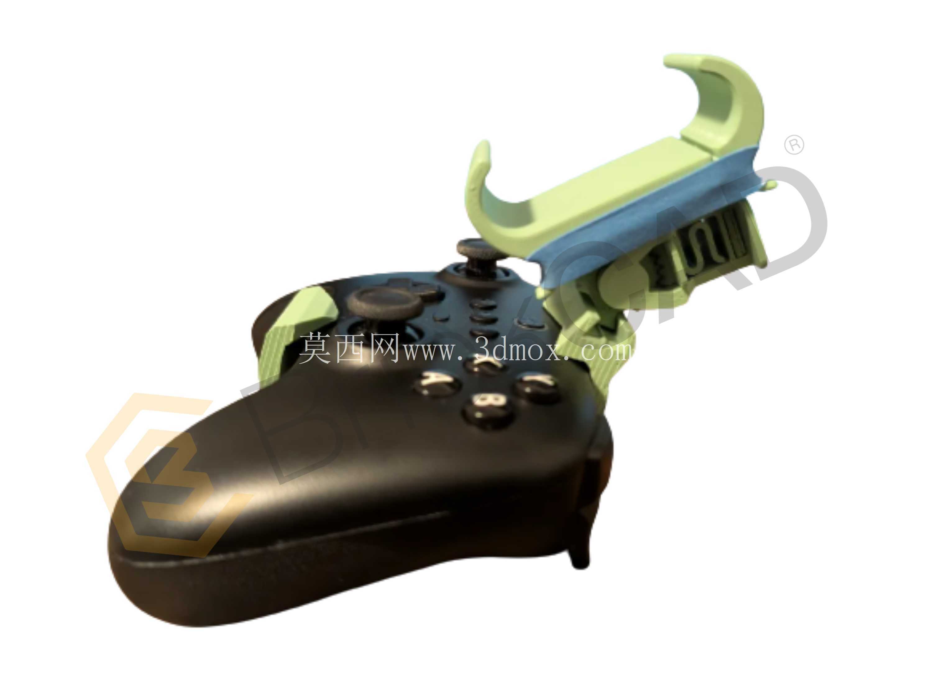 可调节控制器手机支架 - 3D 可打印 CAD 模型 | 符合人体工程学的 SolidWorks 游戏配件设计