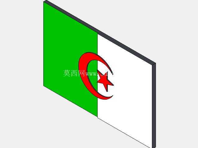 阿尔及利亚国旗真实尺寸(3D模型)