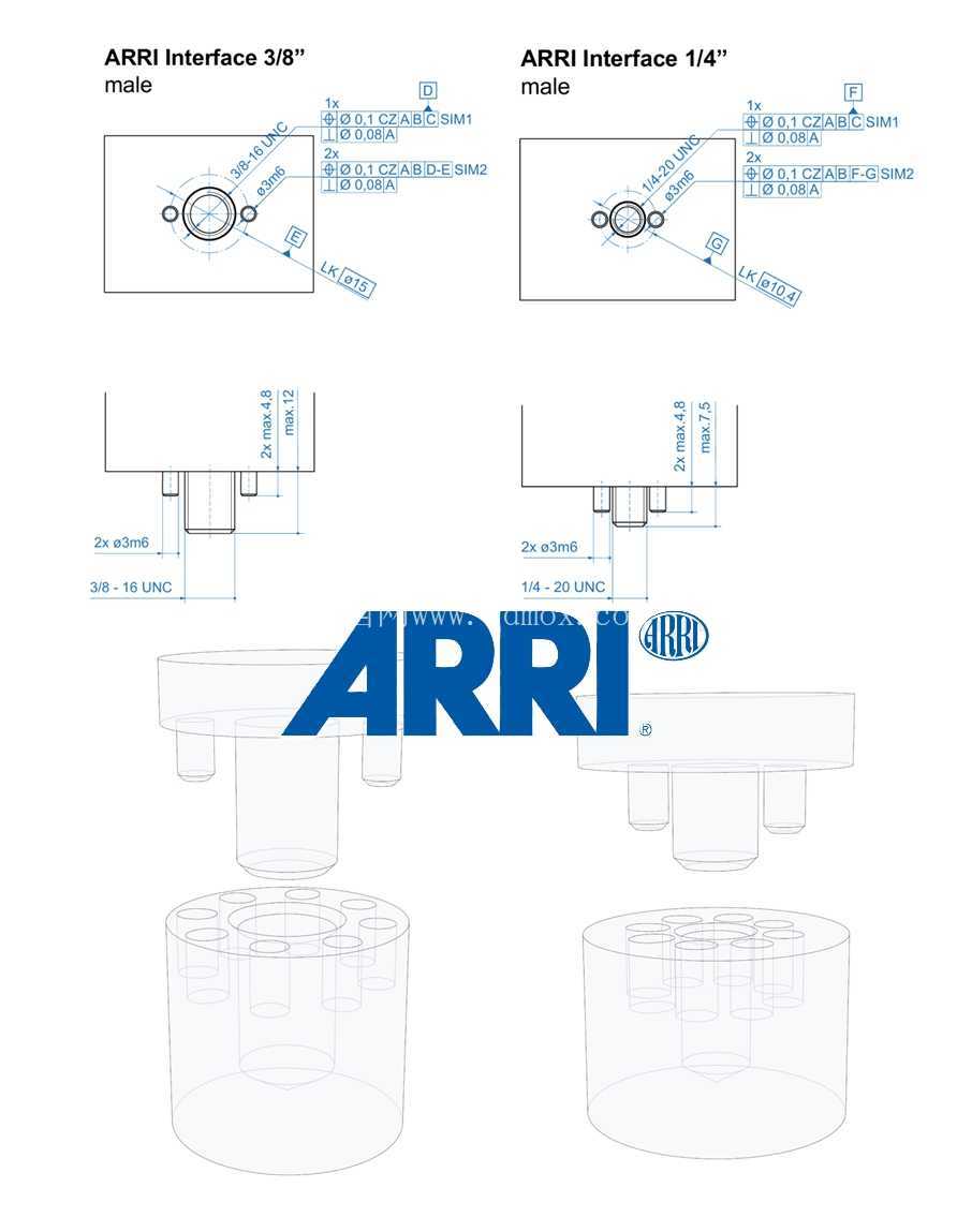 ARRI 销锁标准接口(3/8\" \u0026 1/4\")