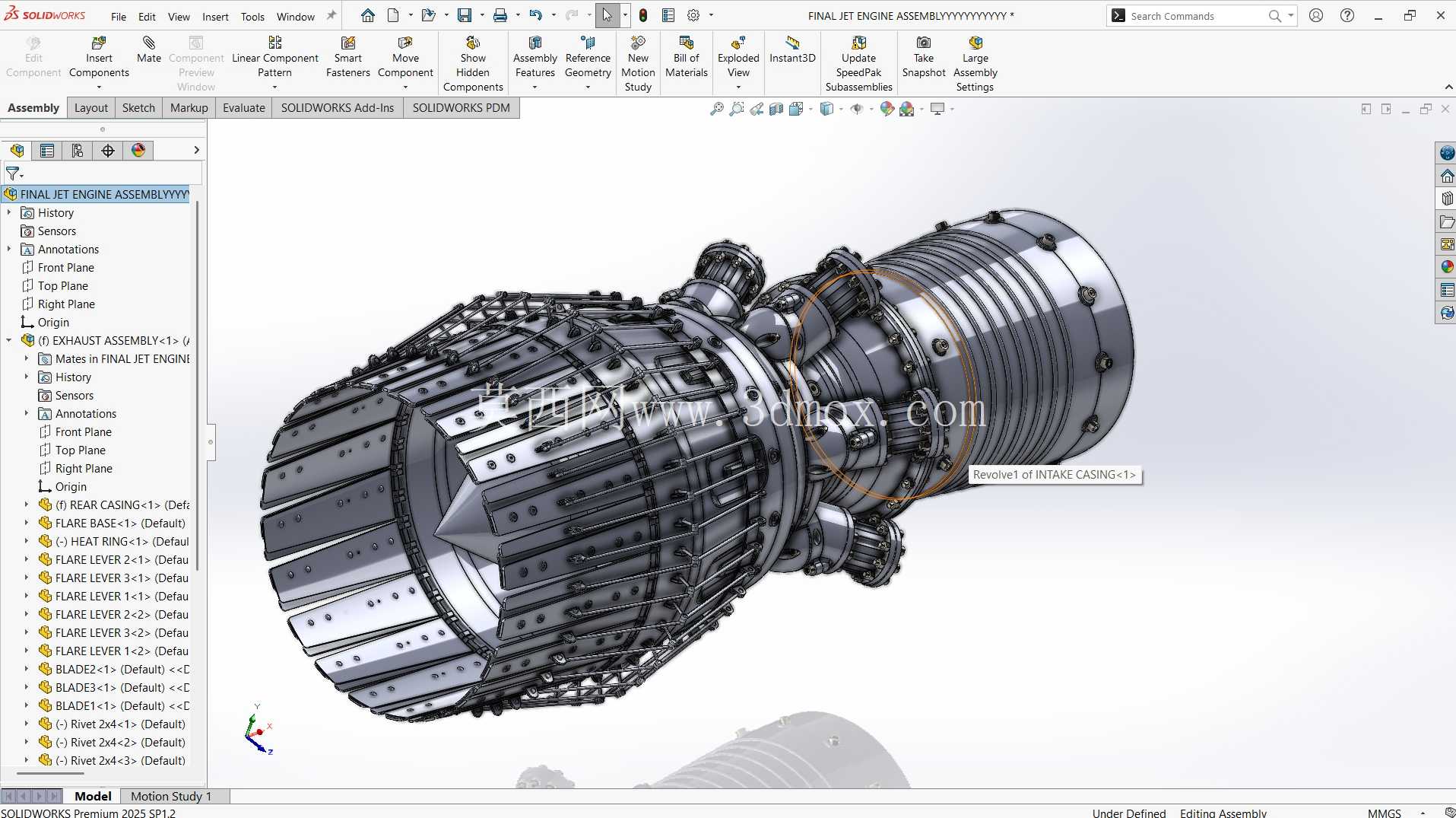 喷气发动机装配 - SolidWorks 设计