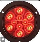 光电 LED 尾灯和转向灯 - 4 英寸圆形,10 个二极管,红色,齐平安装
