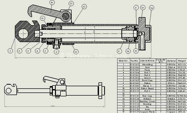 Һѹ�ף�ǰ�˶˴�����100x50x400mm