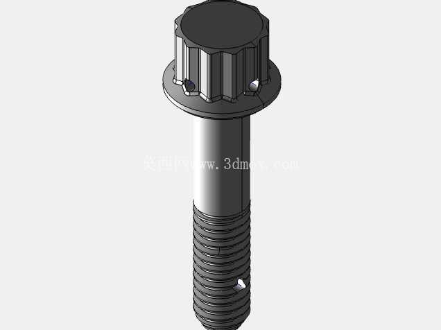 ISO 3185-040(系列表)航空航天螺栓 - 全精度 CAD 模型