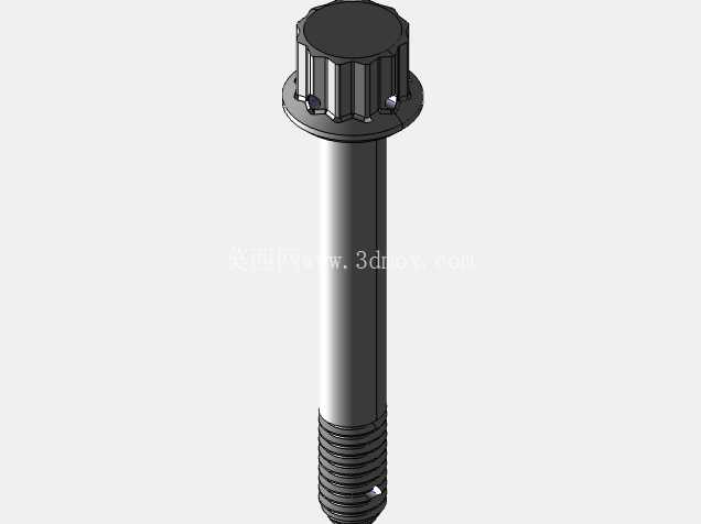 ISO 3185-040(系列表)航空航天螺栓 - 全精度 CAD 模型