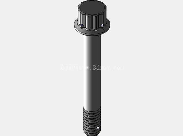 ISO 3185-040(系列表)航空航天螺栓 - 全精度 CAD 模型