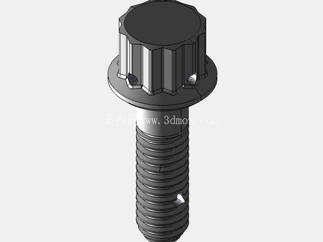 ISO 3185-040(系列表)航空航天螺栓 - 全精度 CAD 模型