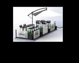 Jardineras-gardener-jardini��re en hierro termo lacado y cristal para terraza de bar