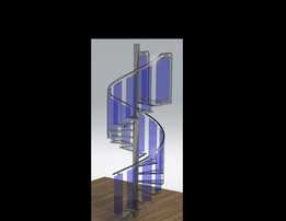Escalera-stair-escalier quarttournante inox y cristal