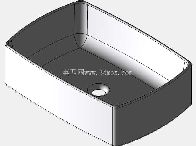 现代长方形浴室水槽 | 3D CAD 模型