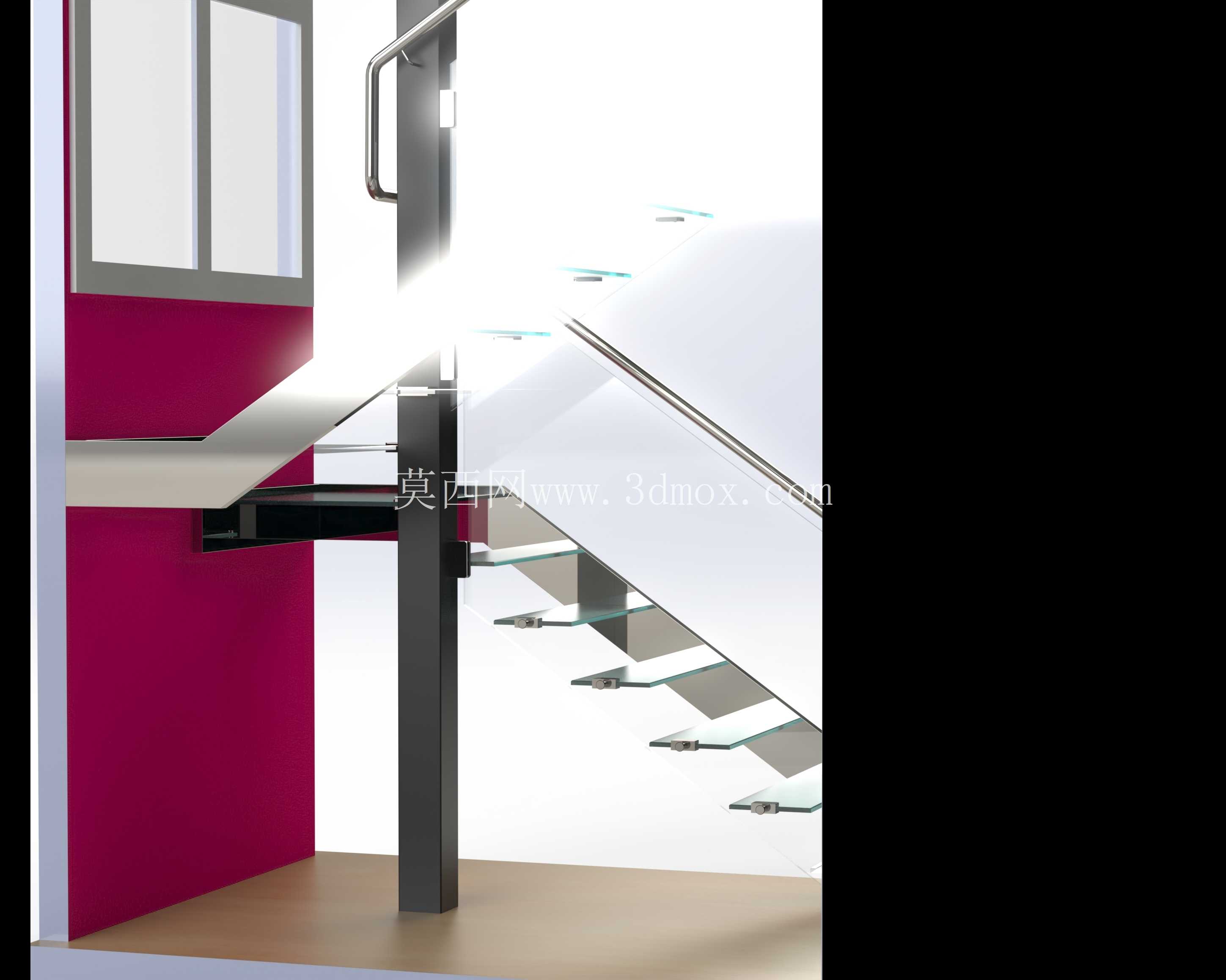 Escalera de dise?o -楼梯设计- escalier Interior inox con escalones de vidrio