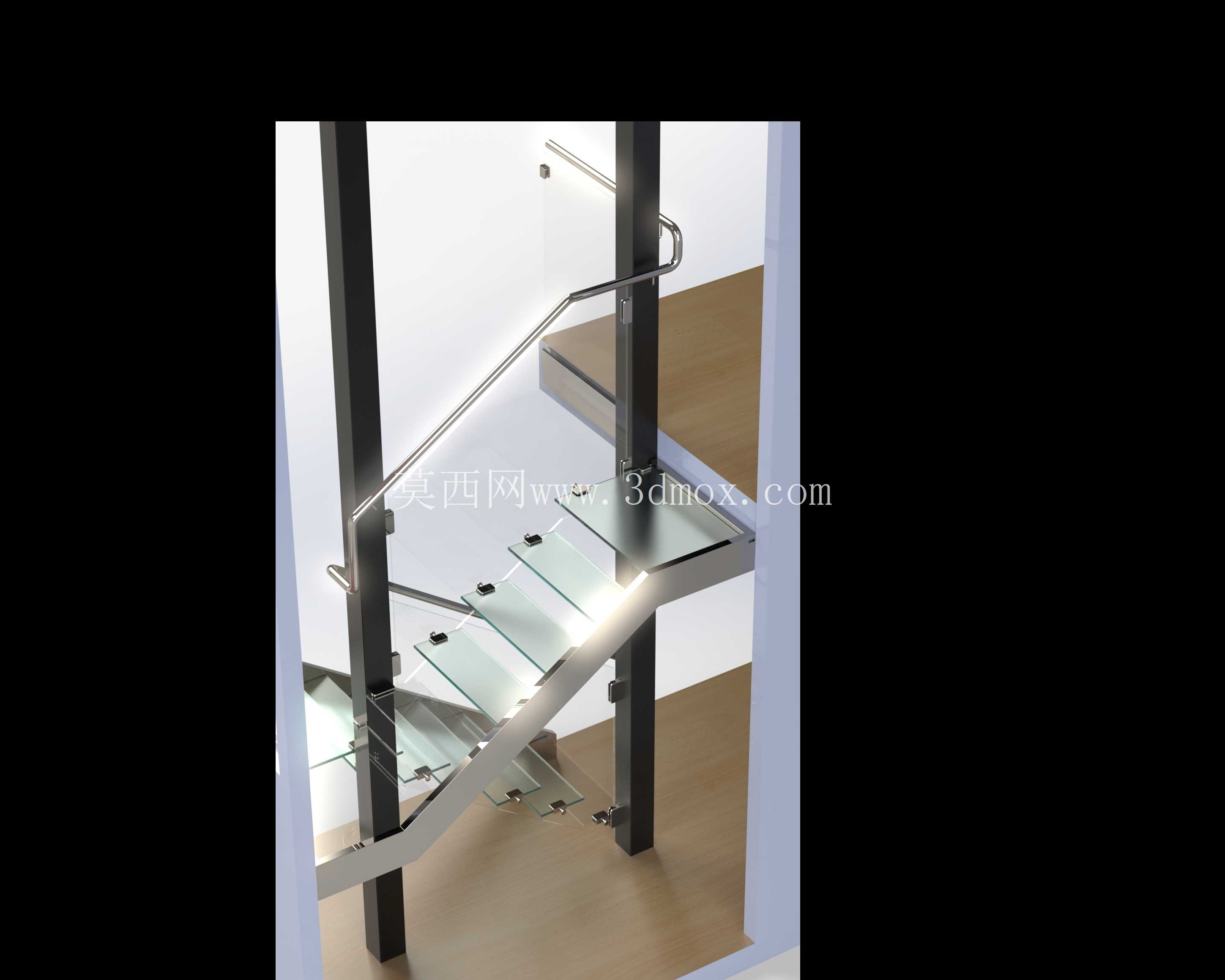 Escalera de dise?o -楼梯设计- escalier Interior inox con escalones de vidrio