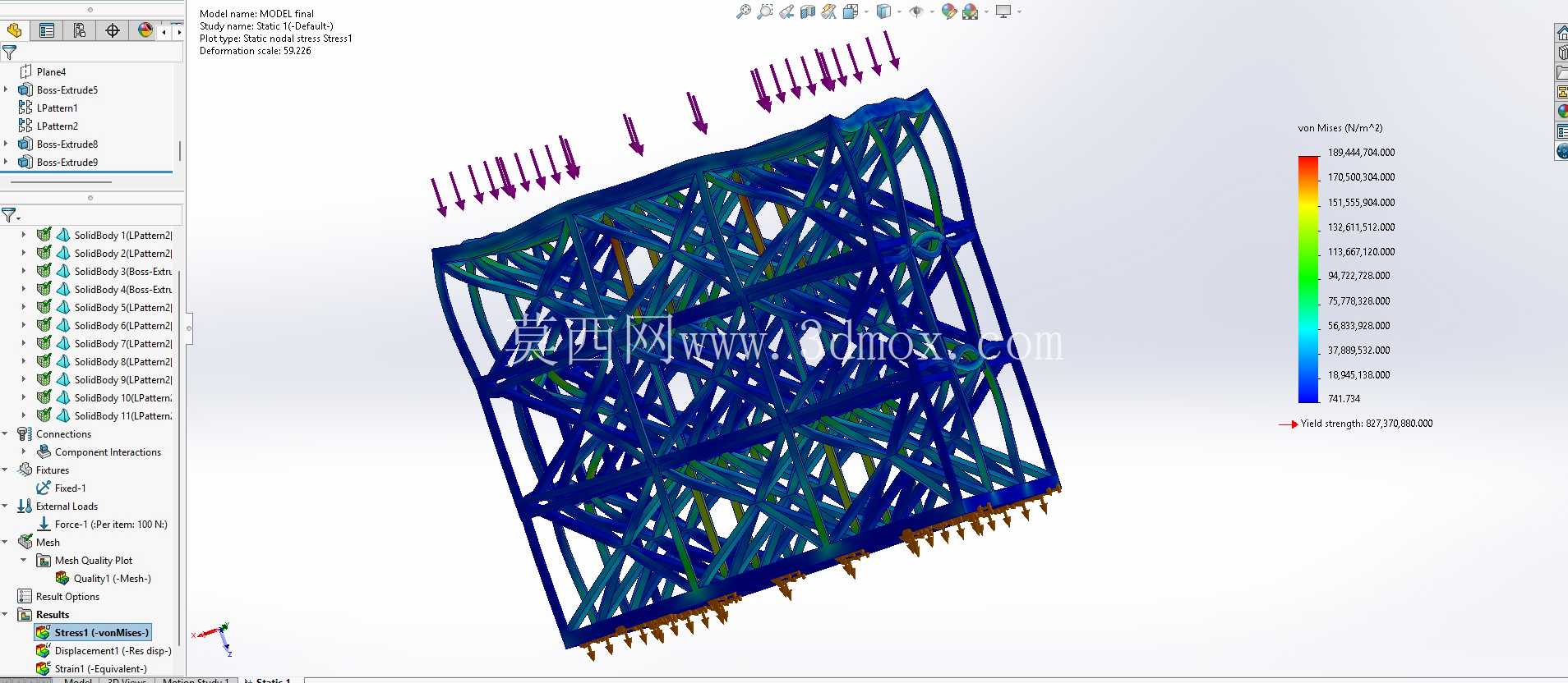 FEA 模拟 - BCC 晶格结构