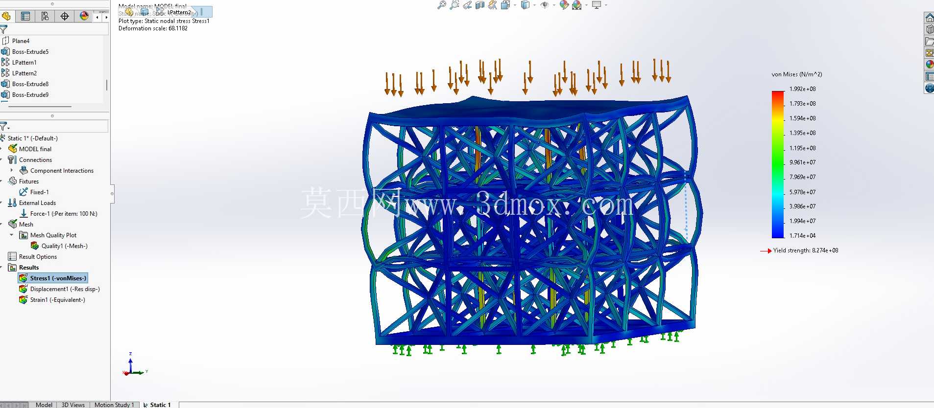 FEA 模拟 - BCC 晶格结构
