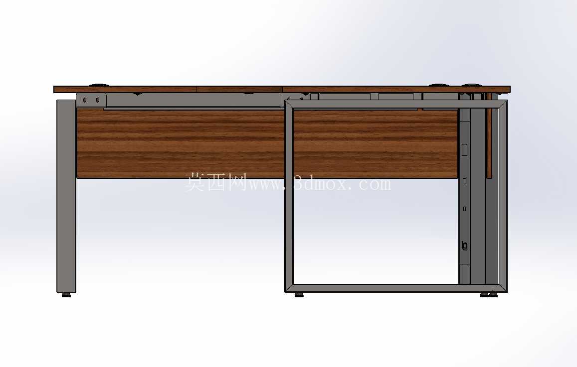 Mesa em L – Estilo Plataforma com Tampo Flutuante // L 形办公桌 – 浮动顶部平台风格