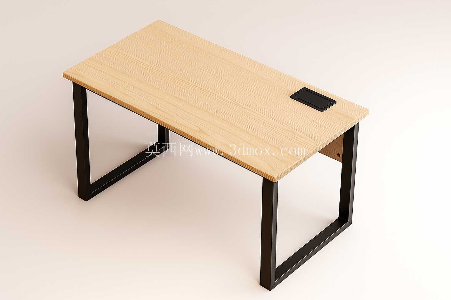 Mesa Reta Simples – Estilo Plataforma com Estrutura Metálica // 直桌 – 带金属框架的平台风格