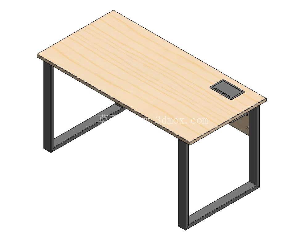 Mesa Reta Simples – Estilo Plataforma com Estrutura Metálica // 直桌 – 带金属框架的平台风格