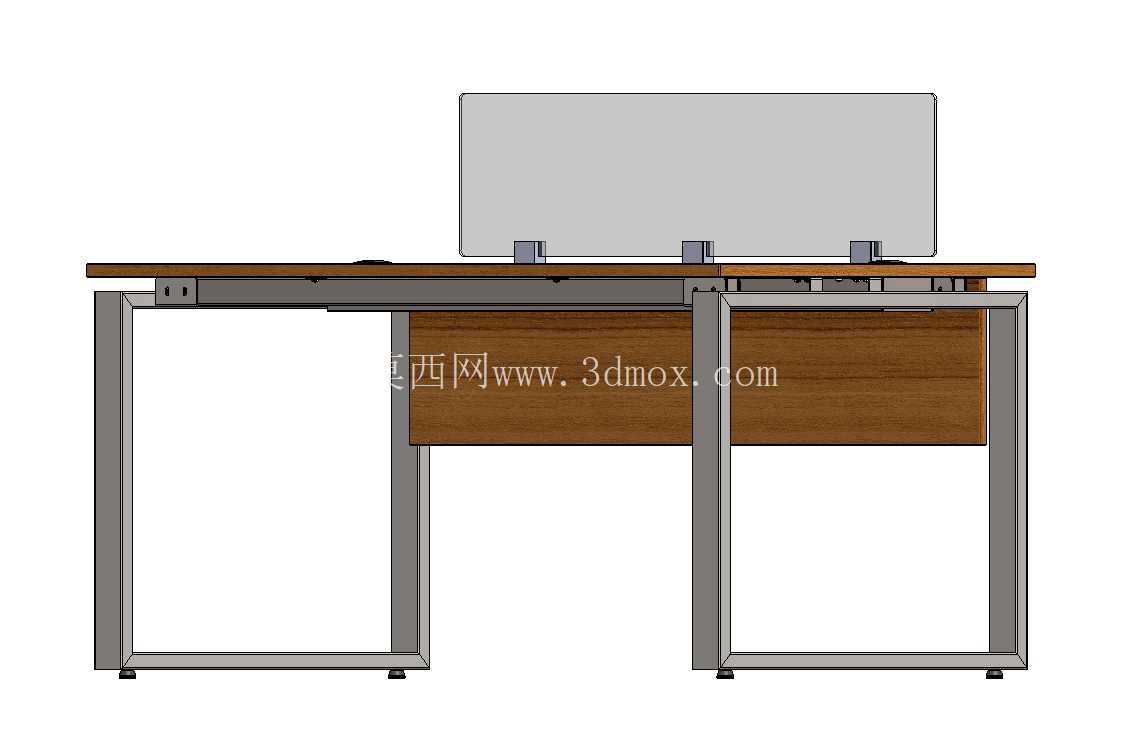 Mesa Reta – Estilo Plataforma com Divisória em Acrílico // 直桌 – 带亚克力分隔板的平台风格