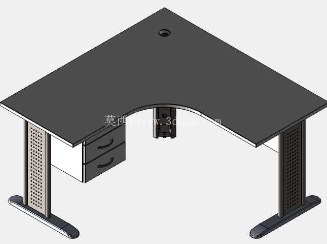 Mesa em L com Pés Metálicos e Gaveteiro Fixo / L 形办公桌,带金属腿和固定抽屉单元