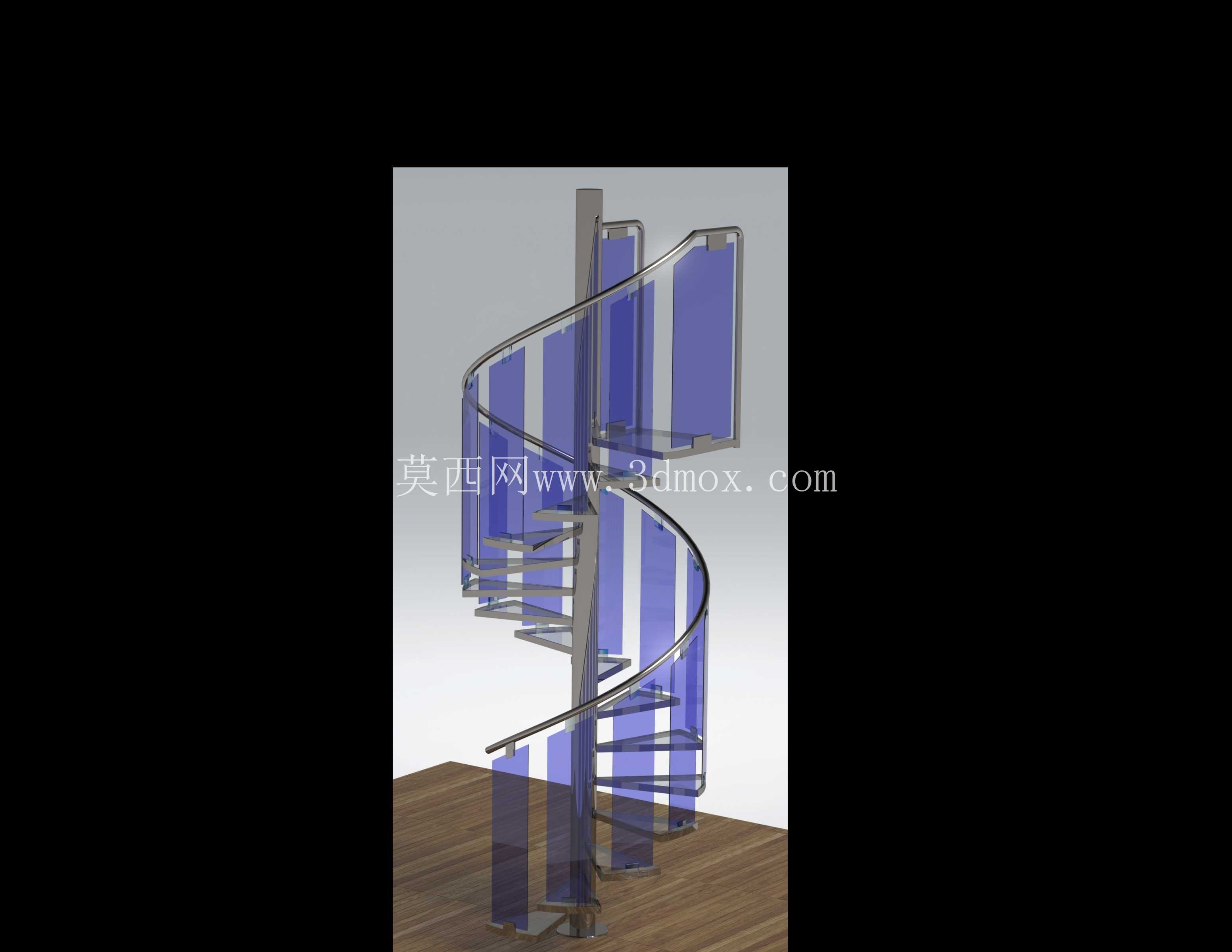 Escalera-stair-escalier quarttournante inox y cristal