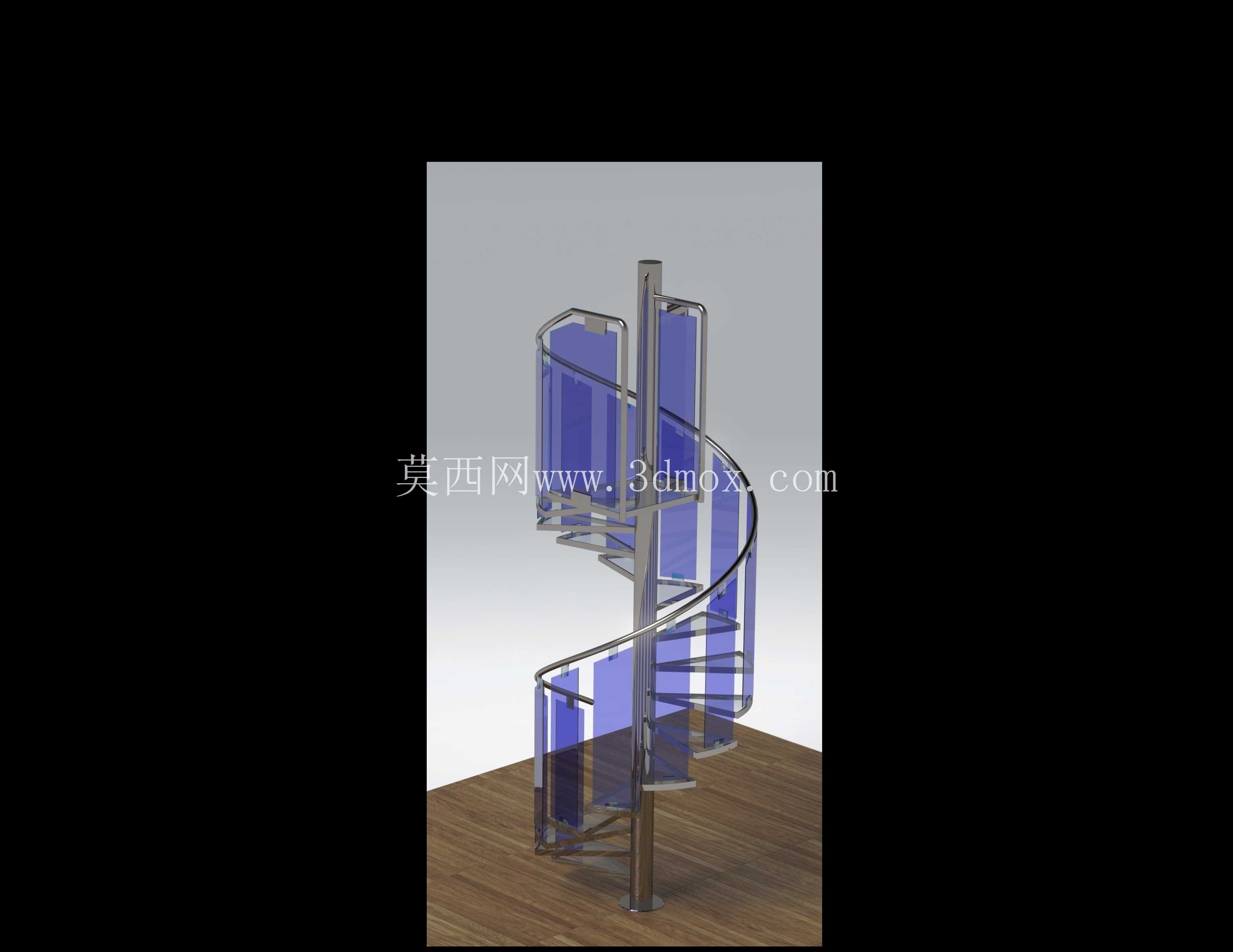 Escalera-stair-escalier quarttournante inox y cristal