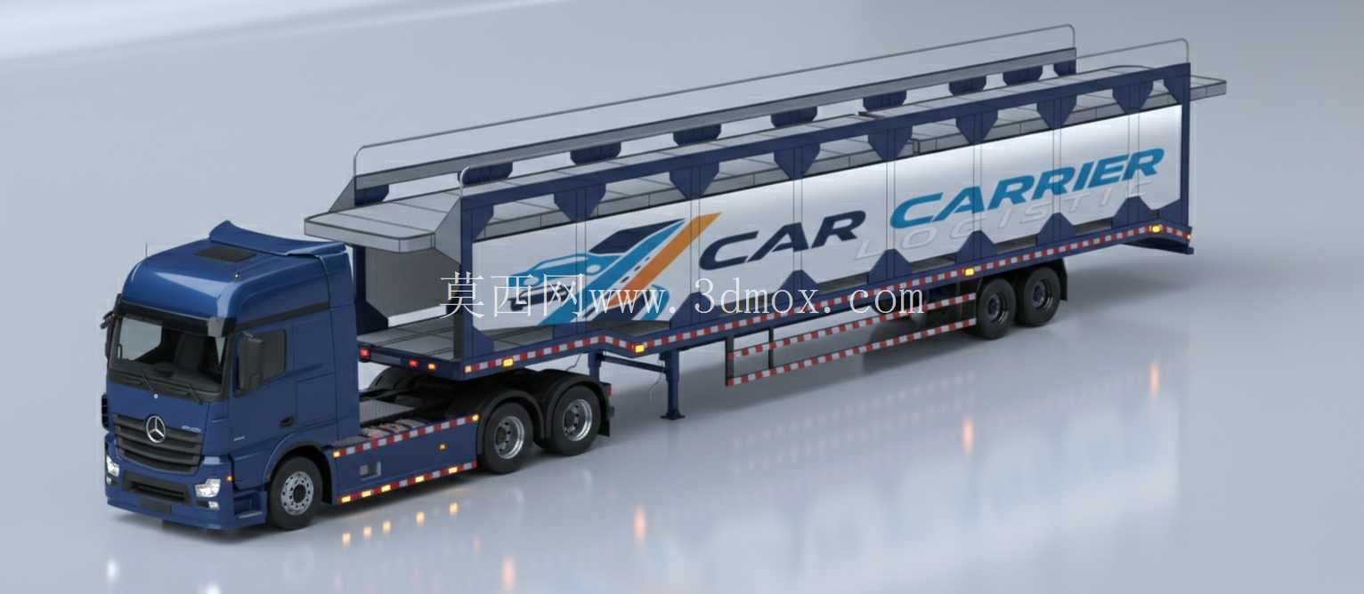 3D 模型 – 72 英尺汽车运输汽车运输拖车 | 免费 CAD 下载