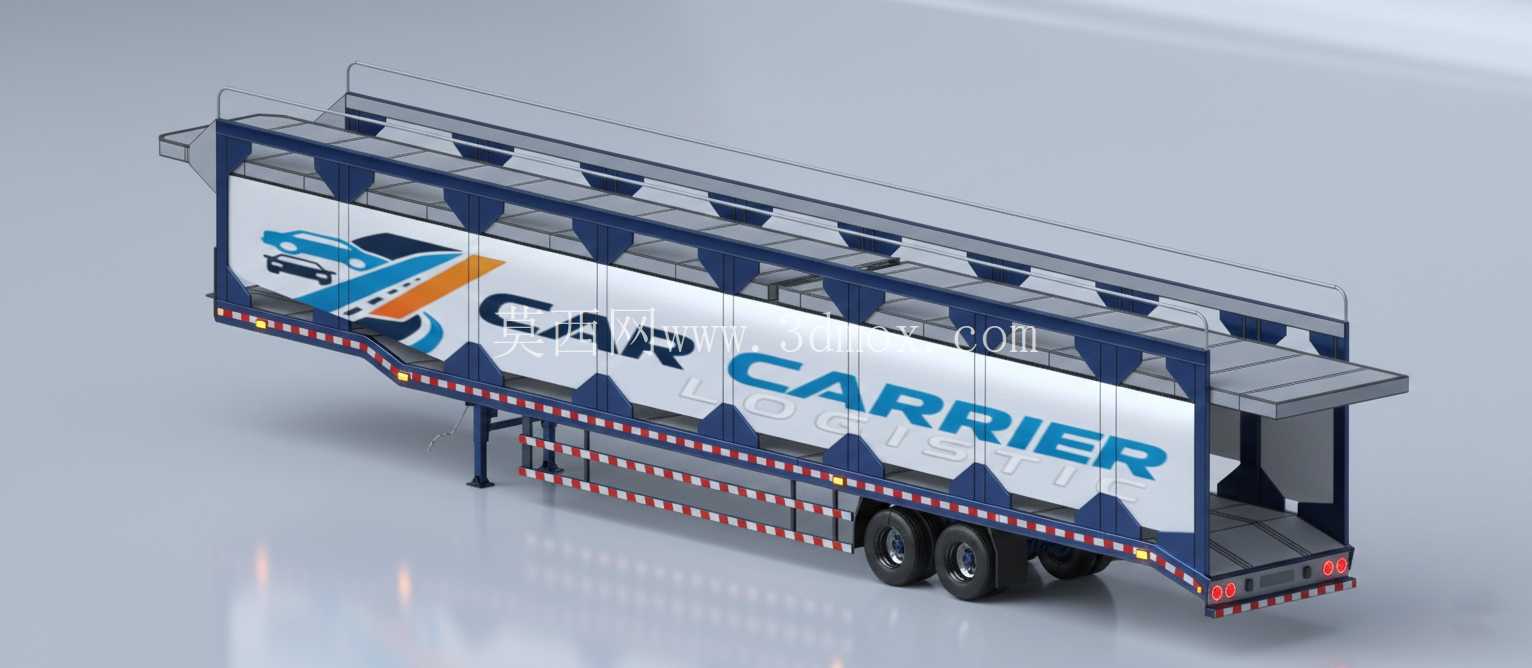 3D 模型 – 72 英尺汽车运输汽车运输拖车 | 免费 CAD 下载