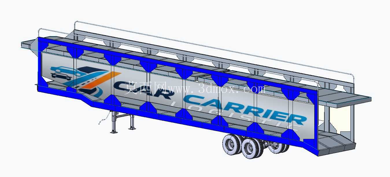 3D 模型 – 72 英尺汽车运输汽车运输拖车 | 免费 CAD 下载