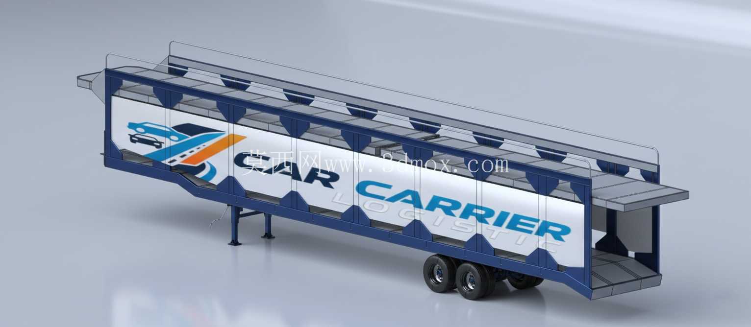 3D 模型 – 72 英尺汽车运输汽车运输拖车 | 免费 CAD 下载