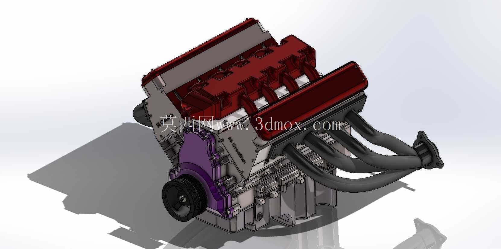 LS3 V8 引擎 - 详细 CAD 模型 (SolidWorks)