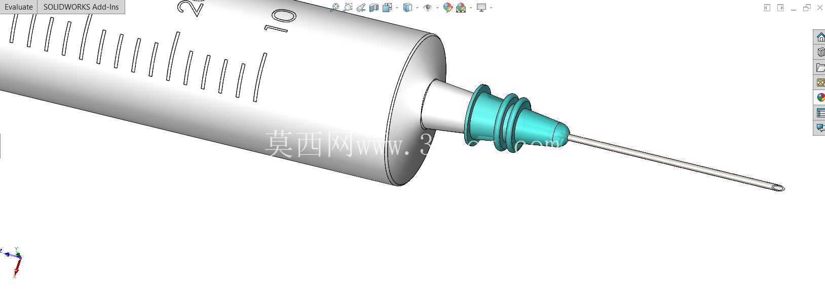 注射器设计 - SolidWorks 3D 模型