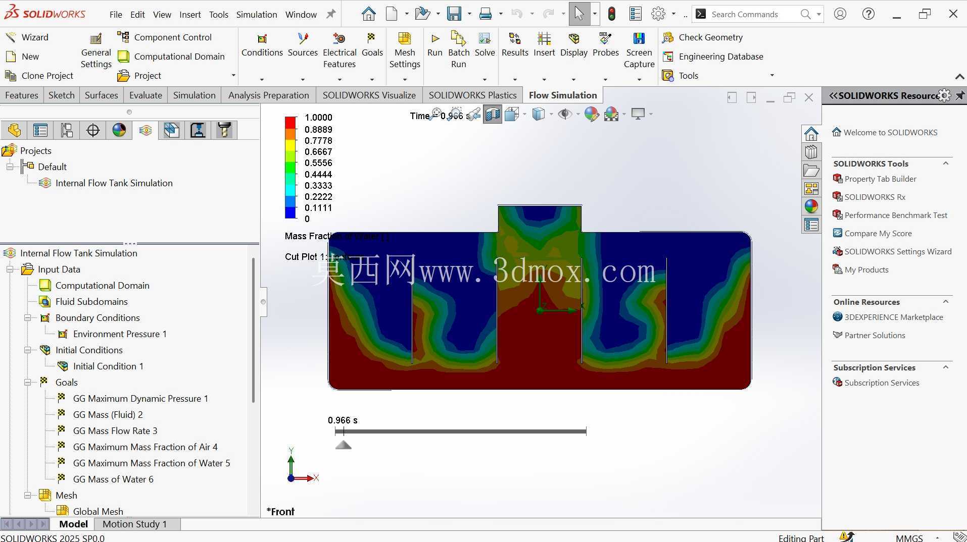 使用 SolidWorks Flow Simulation 进行折流板储罐流体流动分析