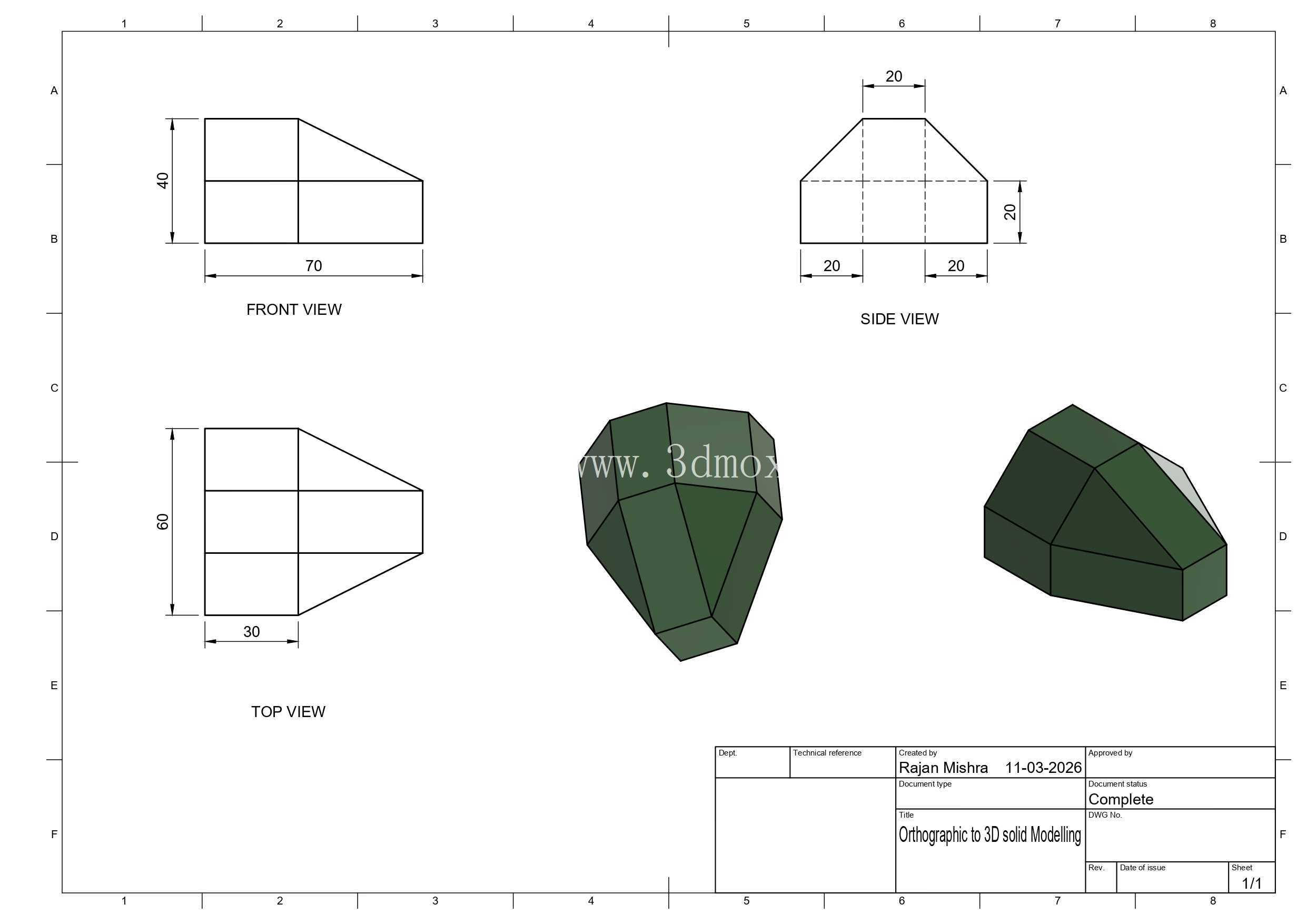正交到 3D 实体建模