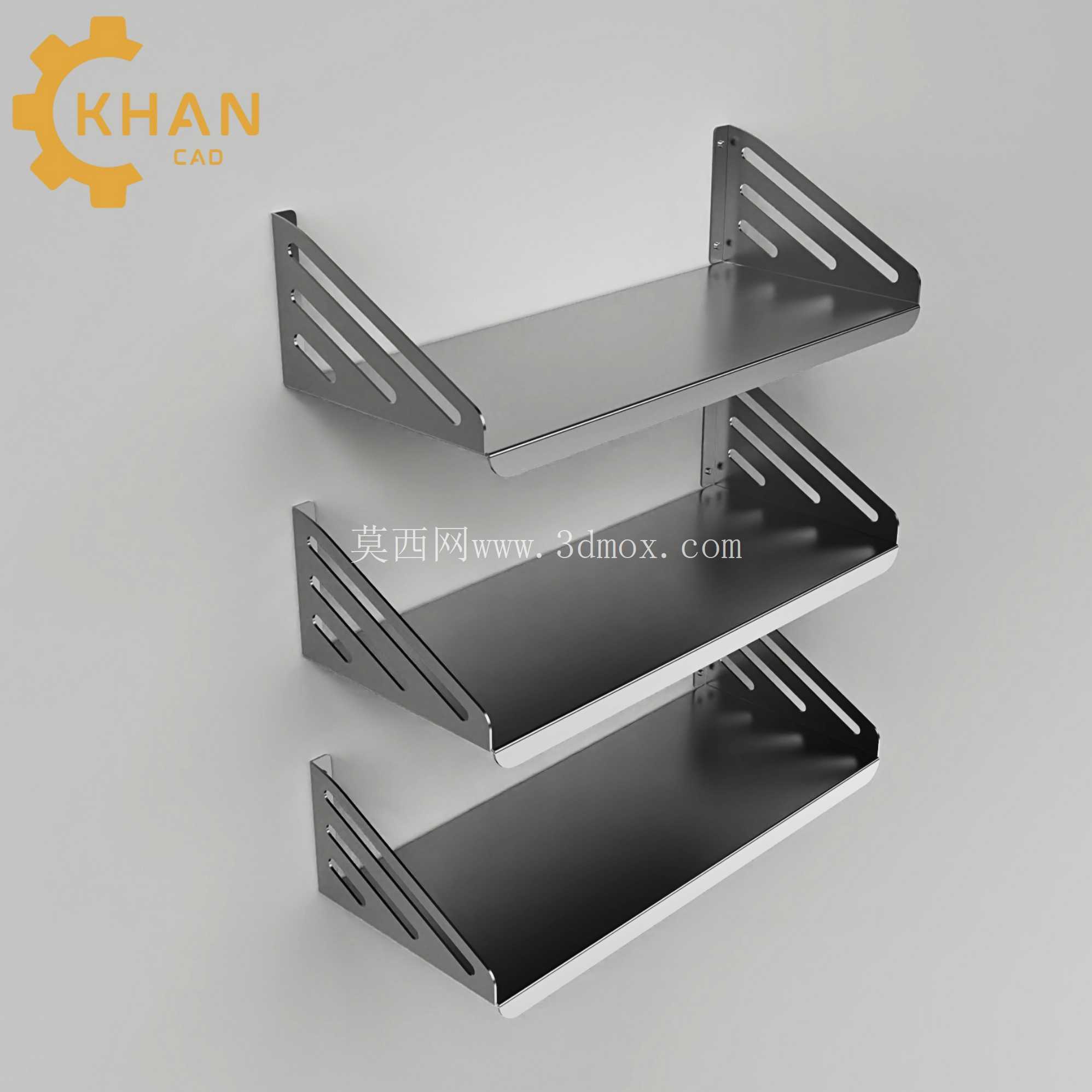 KhanCAD 现代金属架子支架 | 用于 CNC 切割和制造的 DXF、SVG、STEP、PDF 文件
