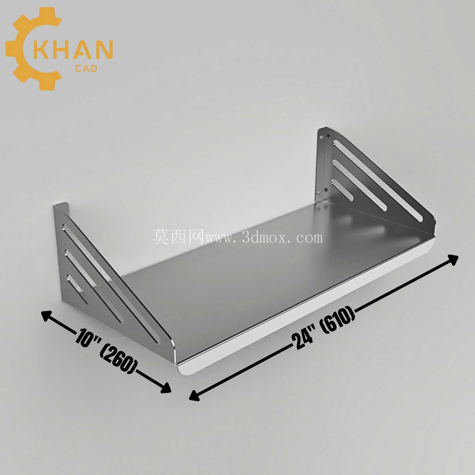 KhanCAD 现代金属架子支架 | 用于 CNC 切割和制造的 DXF、SVG、STEP、PDF 文件