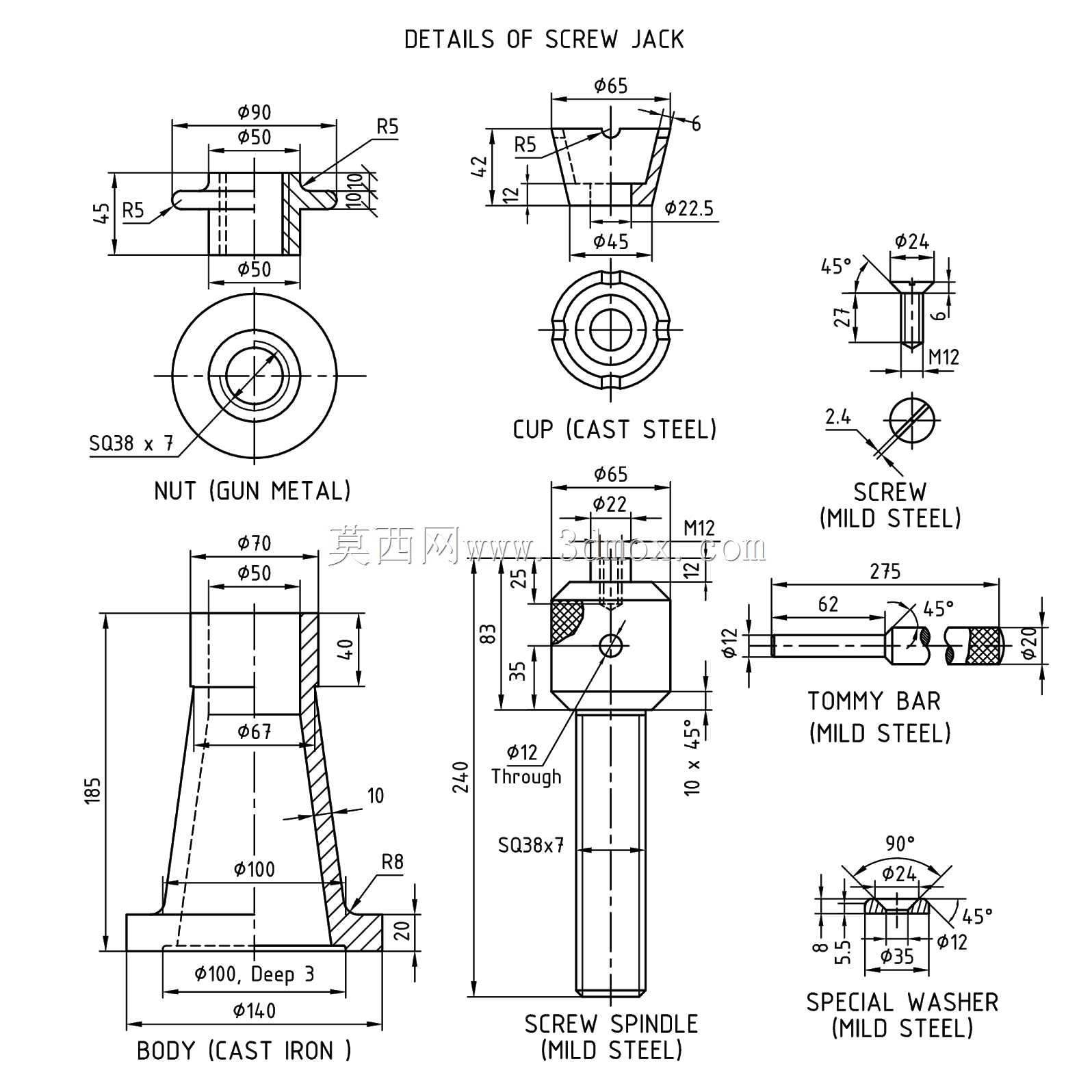 \“在SolidWorks和Creo中使用动画制作螺旋千斤顶模型”