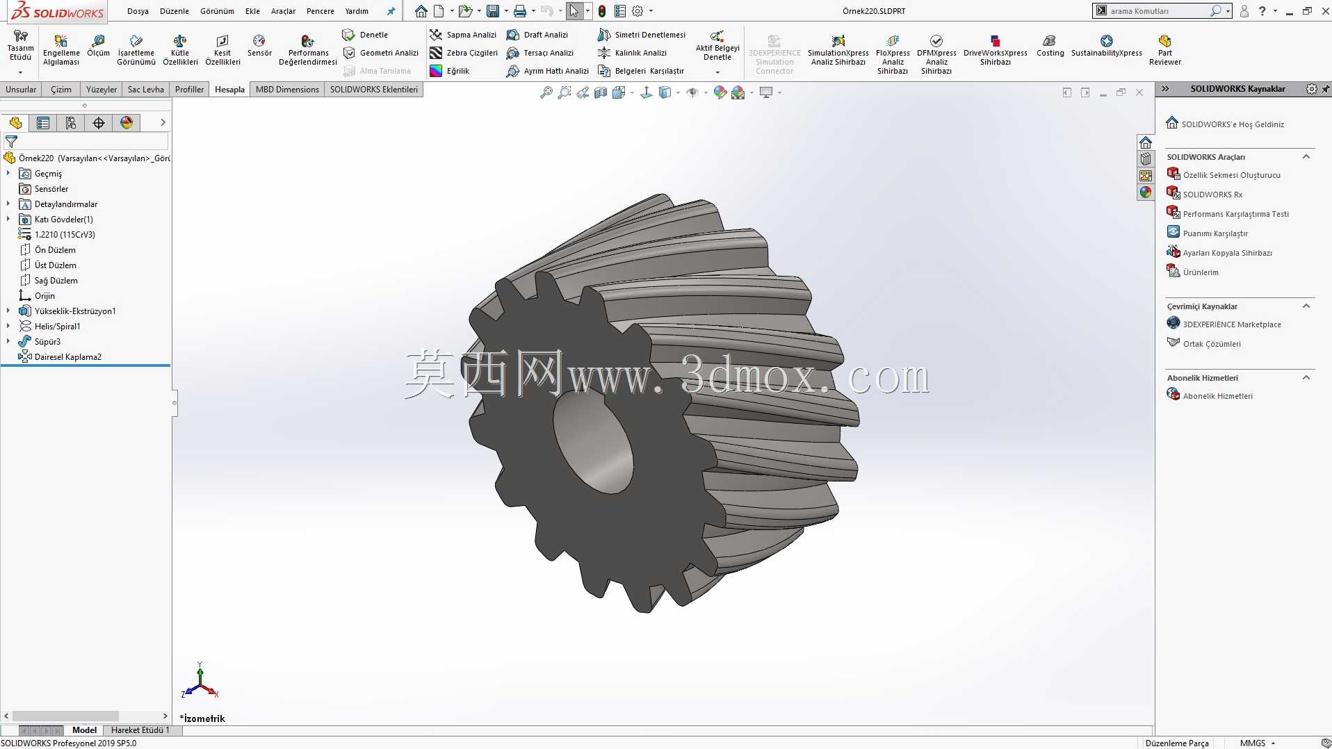 ?rnek?izim 220 di?li Solidworks