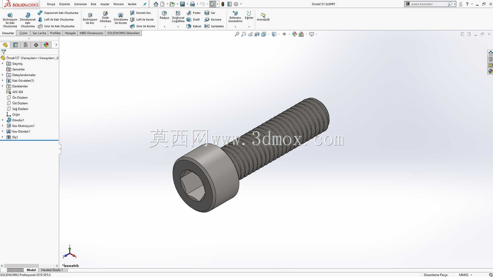 Solidworks?rnek?izim 137 Yuvarlak Ba?l?C?vata