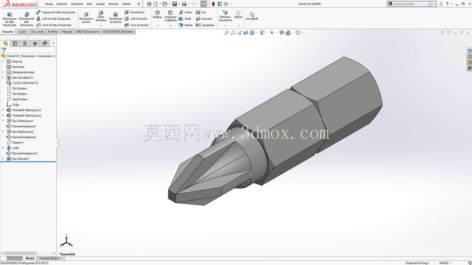 Solidworks?rnek?izim 135 Y?ld?z U?