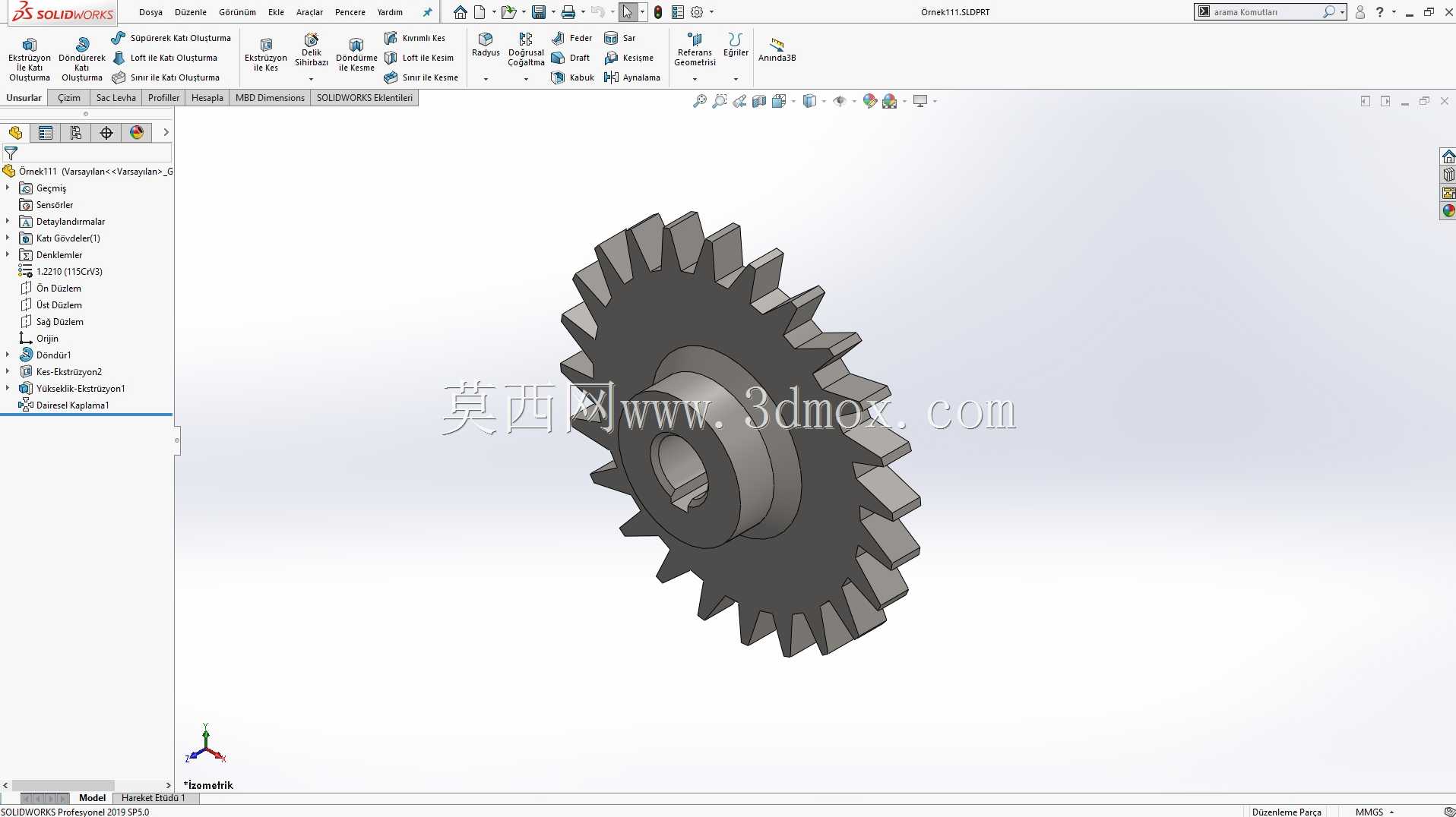 ?rnek?izim 111 Di?li Solidworks