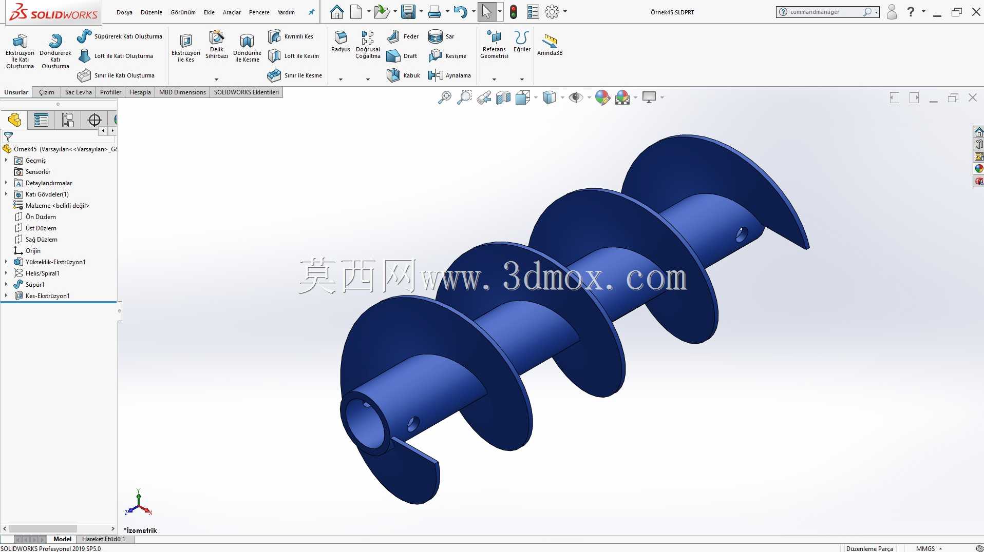 Solidworks?rnek?izim 45��Helezon Tasar?m?��