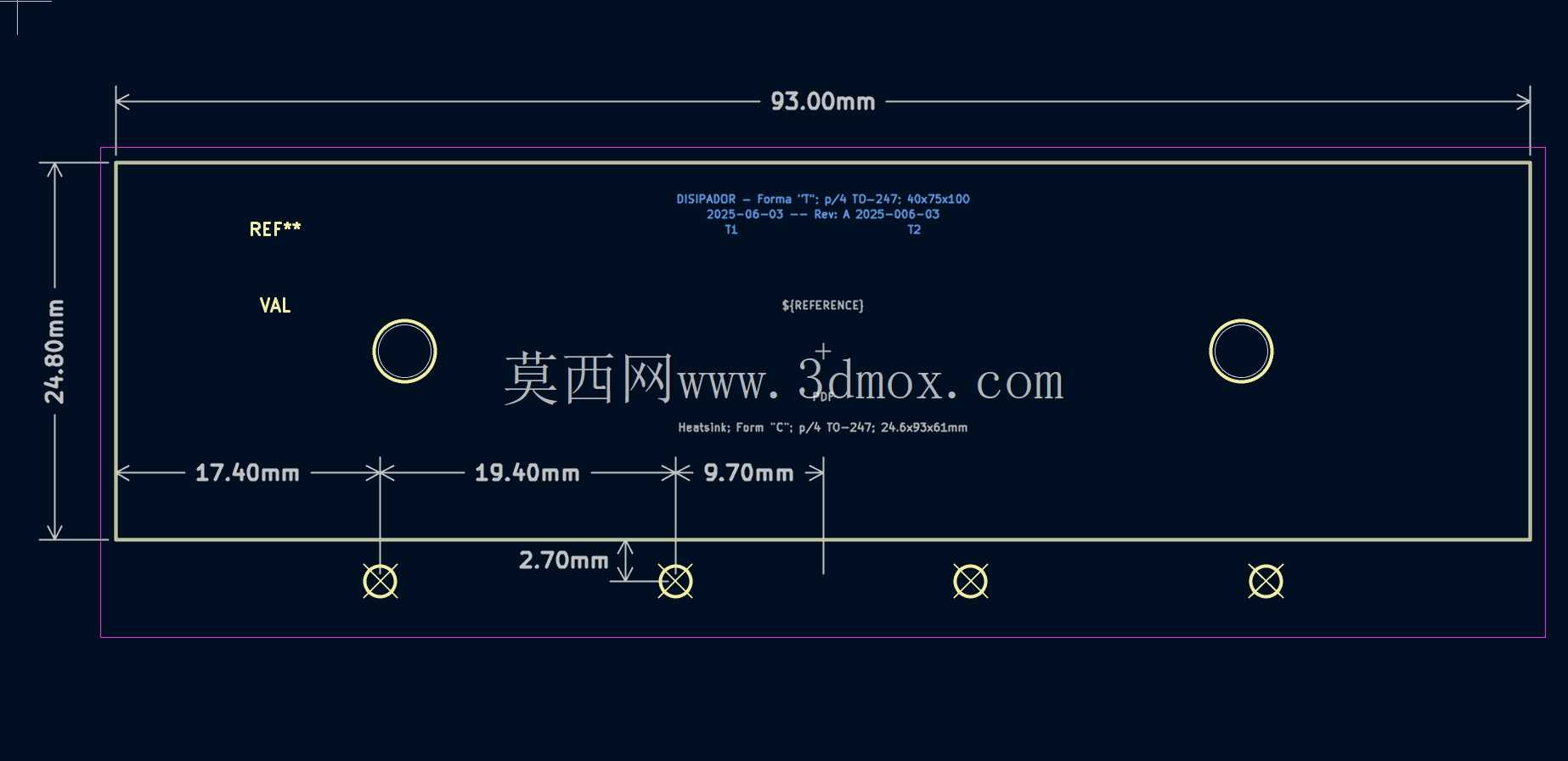 散热器“C”; 4xTO-247; 24,8x61x93mm