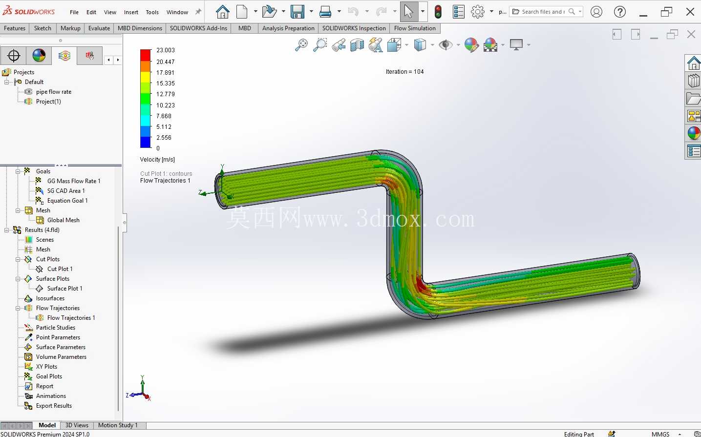 SolidWorks Flow Simulation 通过管道