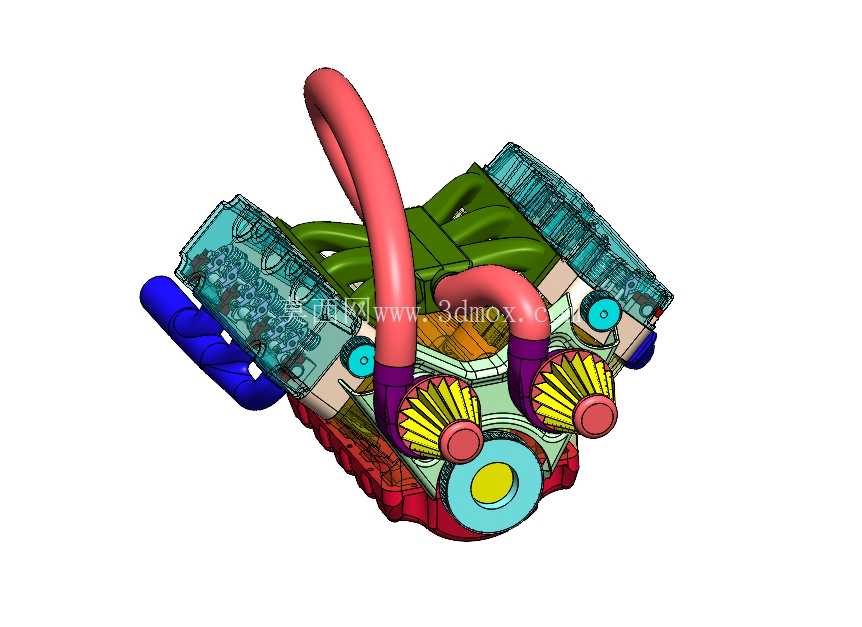 V6 发动机总成 | 3D CAD 模型