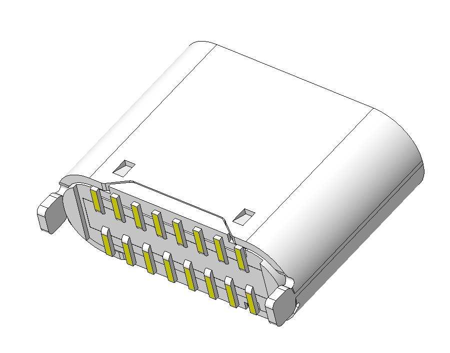 USB C 型插座,16 针垂直