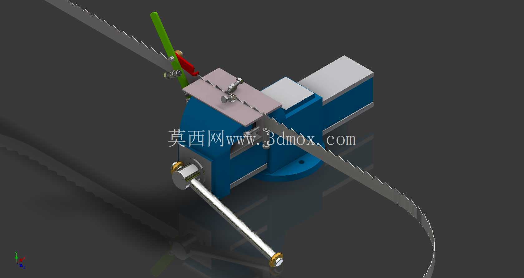 虎钳中的带锯片安装器