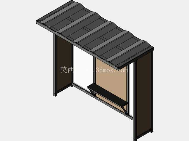 圆形公交车站原型模型