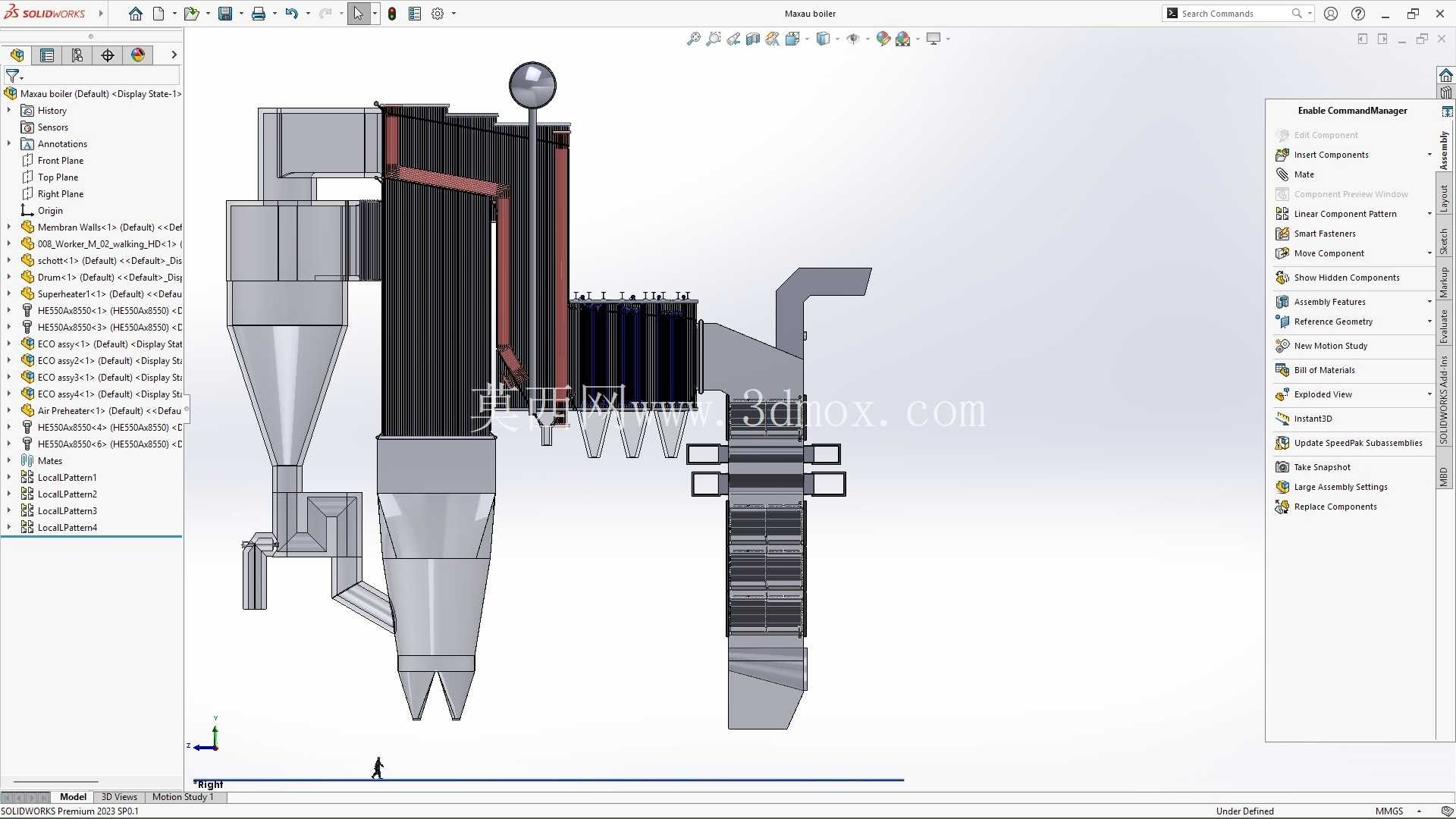 Maxau CFB(循环流化床)锅炉模型 3D