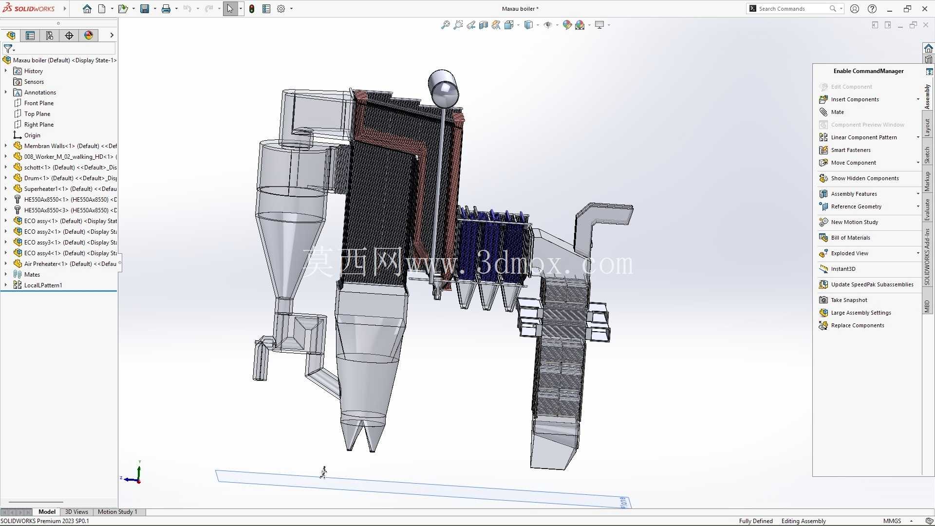 Maxau CFB(循环流化床)锅炉模型 3D